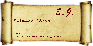 Svimmer János névjegykártya
